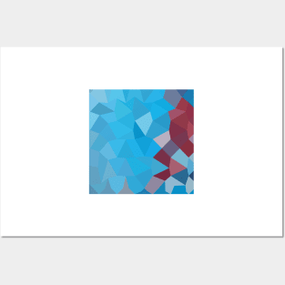 Cerulean Frost Blue Abstract Low Polygon Background Posters and Art